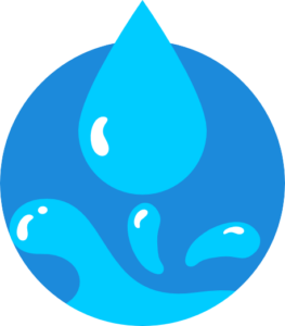 icon on water drop and water splashing